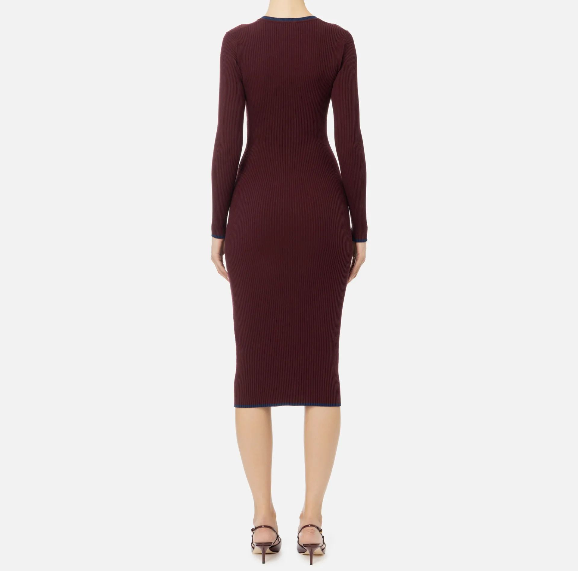 Elisabetta Franchi Midi Dresses|Knitted Dresses|Midi dress in viscose fabric with contrasting logo Gold
