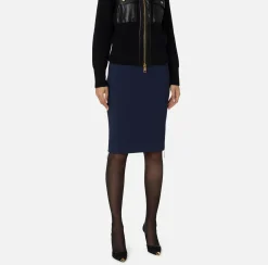 Elisabetta Franchi Skirts|Midi skirt in crêpe fabric with zip Navy
