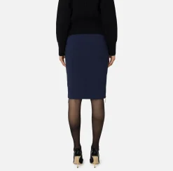 Elisabetta Franchi Skirts|Midi skirt in crêpe fabric with zip Navy