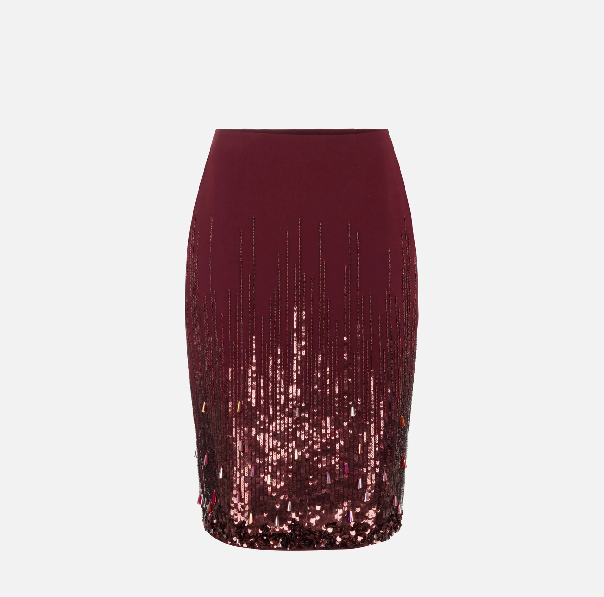 Elisabetta Franchi Skirts|Midi skirt in crêpe fabric embroidered with sequins RougeNoir