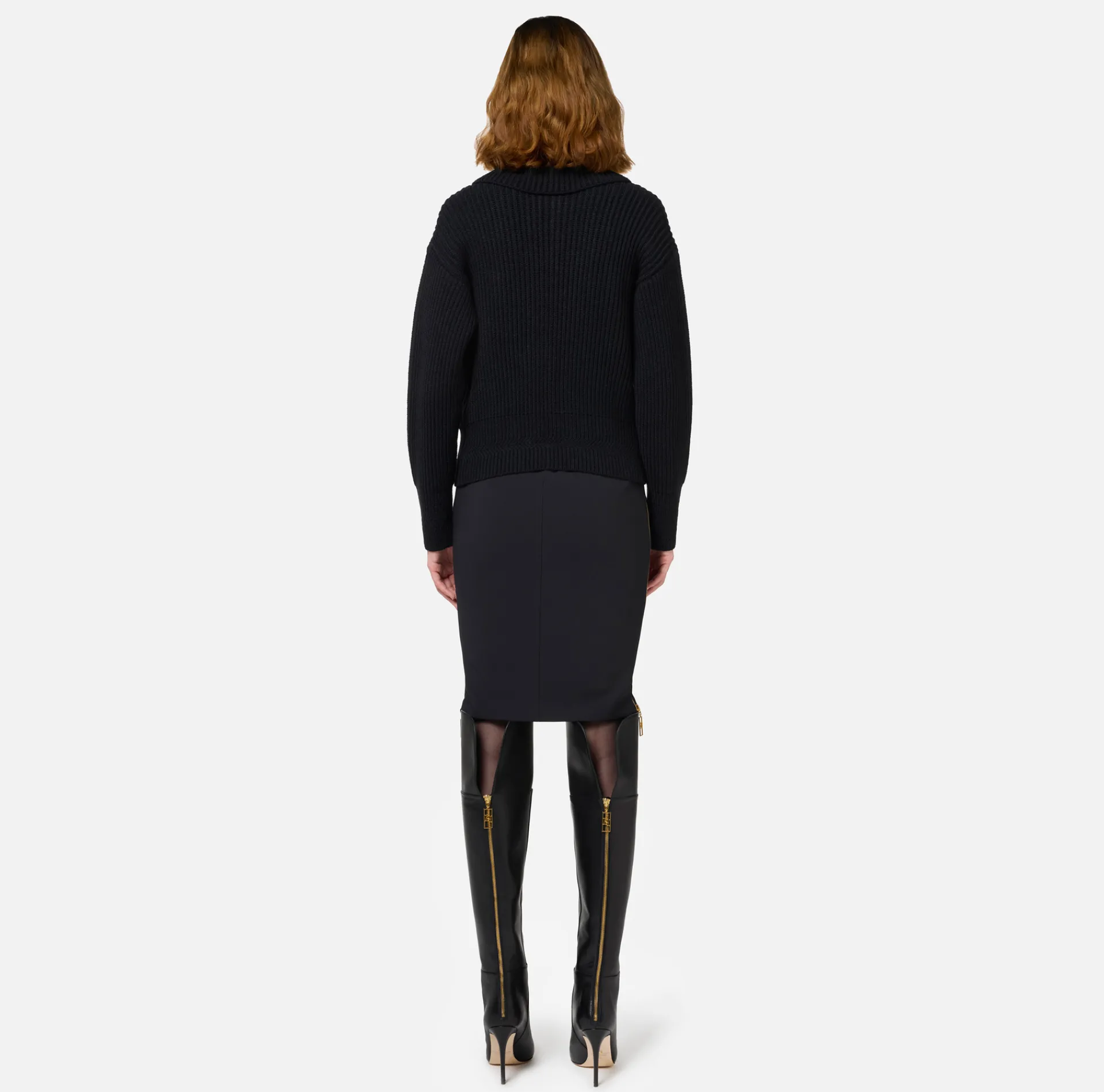 Elisabetta Franchi Skirts|Midi skirt in crêpe fabric with zip Black