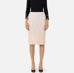 Elisabetta Franchi Skirts|Midi skirt in crêpe fabric embroidered with sequins Latex