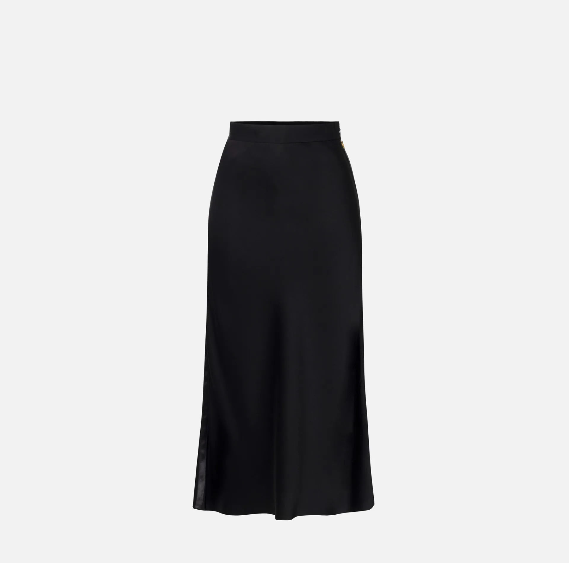 Elisabetta Franchi Skirts|Midi skirt in enver satin fabric with satin bands Black