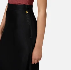 Elisabetta Franchi Skirts|Midi skirt in enver satin fabric with satin bands Black