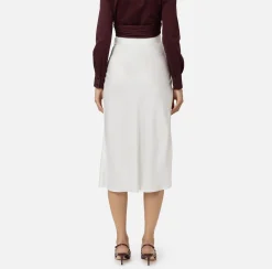 Elisabetta Franchi Skirts|Midi skirt in enver satin fabric with satin bands Ivory