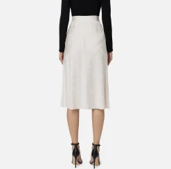 Elisabetta Franchi Skirts|Midi skirt in jacquard crêpe fabric with lettering Latex