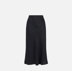 Elisabetta Franchi Skirts|Midi skirt in jacquard crêpe fabric with lettering Black