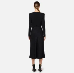 Elisabetta Franchi Skirts|Midi skirt in jacquard crêpe fabric with lettering Black