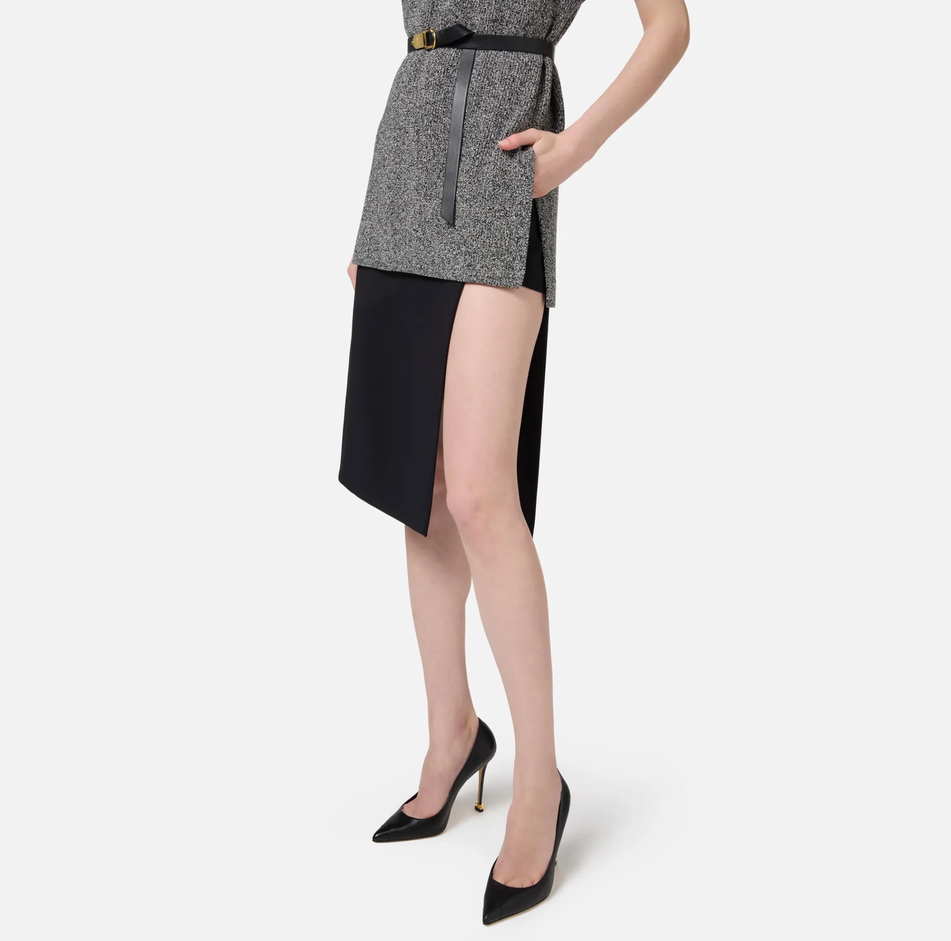 Elisabetta Franchi Skirts|Midi skirt in stretch crêpe fabric with shorts