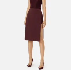 Elisabetta Franchi Skirts|Midi skirt in stretch crêpe fabric with shorts RougeNoir