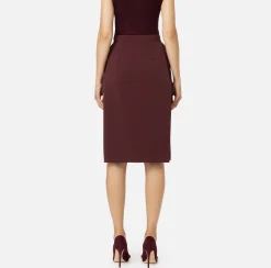 Elisabetta Franchi Skirts|Midi skirt in stretch crêpe fabric with shorts RougeNoir