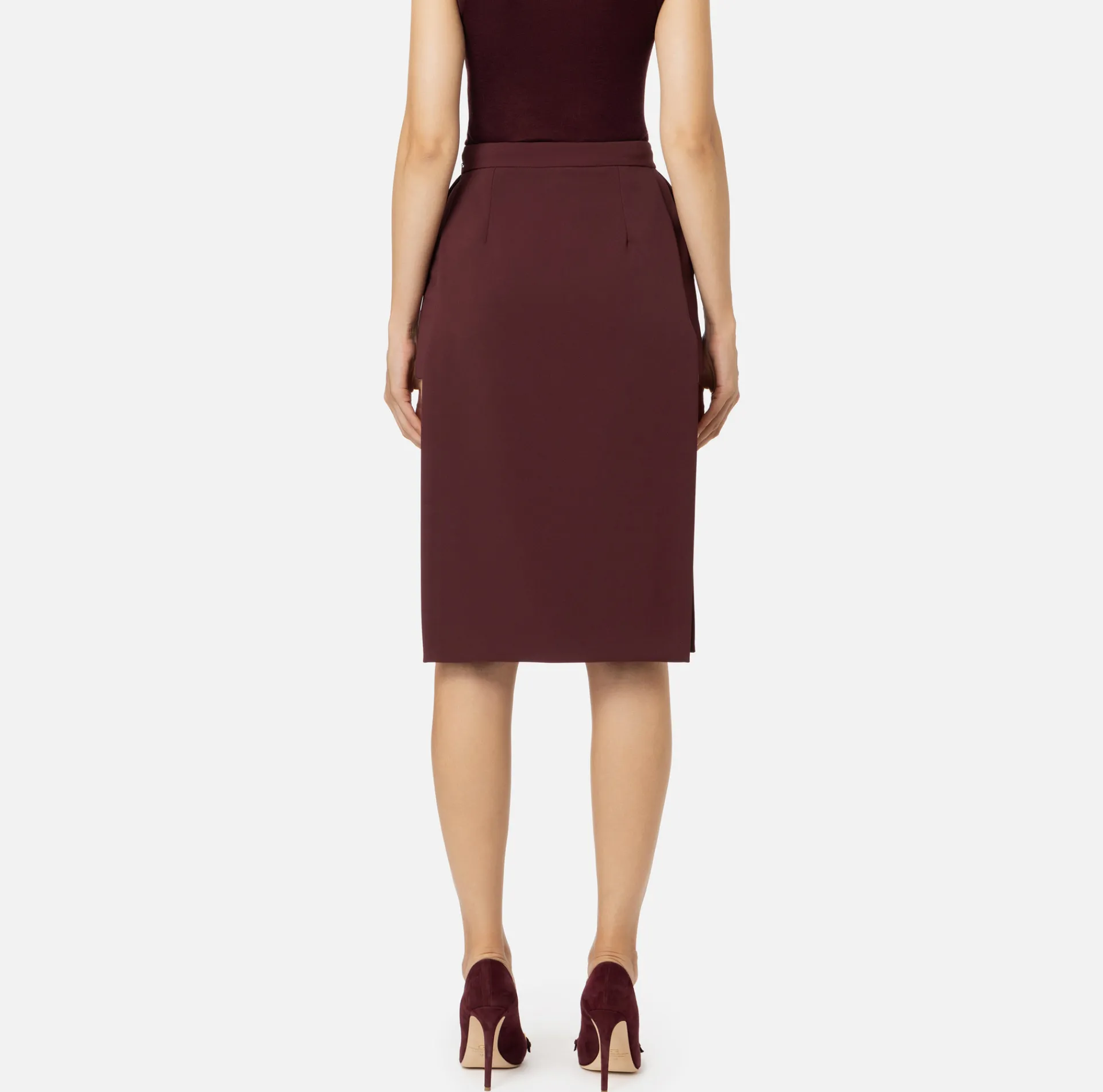 Elisabetta Franchi Skirts|Midi skirt in stretch crêpe fabric with shorts RougeNoir