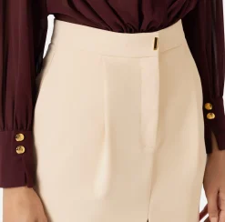 Elisabetta Franchi Skirts|Midi skirt in stretch crêpe fabric with darts Cream