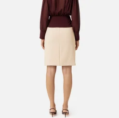 Elisabetta Franchi Skirts|Midi skirt in stretch crêpe fabric with darts Cream