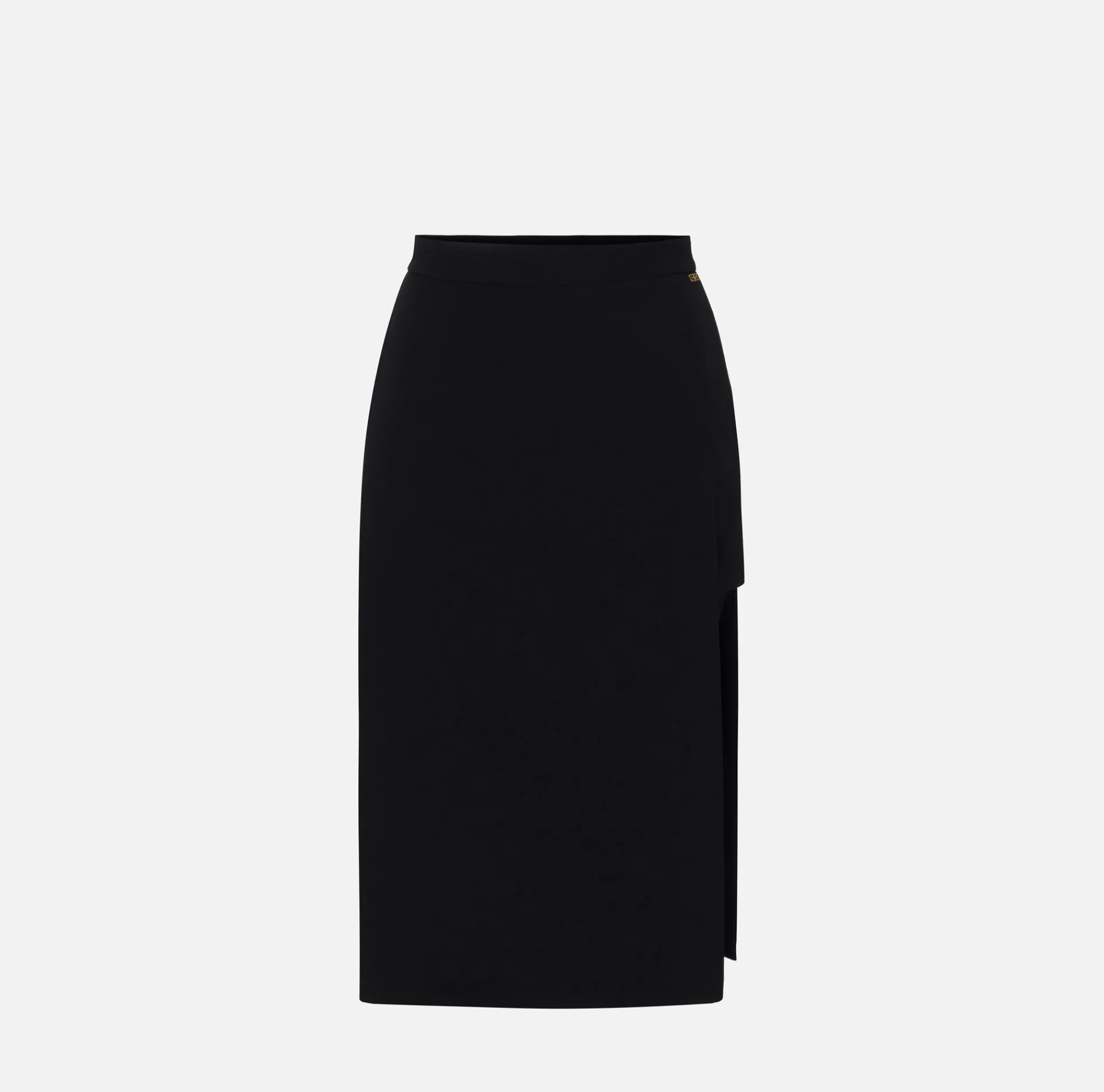 Elisabetta Franchi Skirts|Midi skirt in stretch crêpe fabric with shorts Black