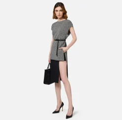 Elisabetta Franchi Skirts|Midi skirt in stretch crêpe fabric with shorts Black