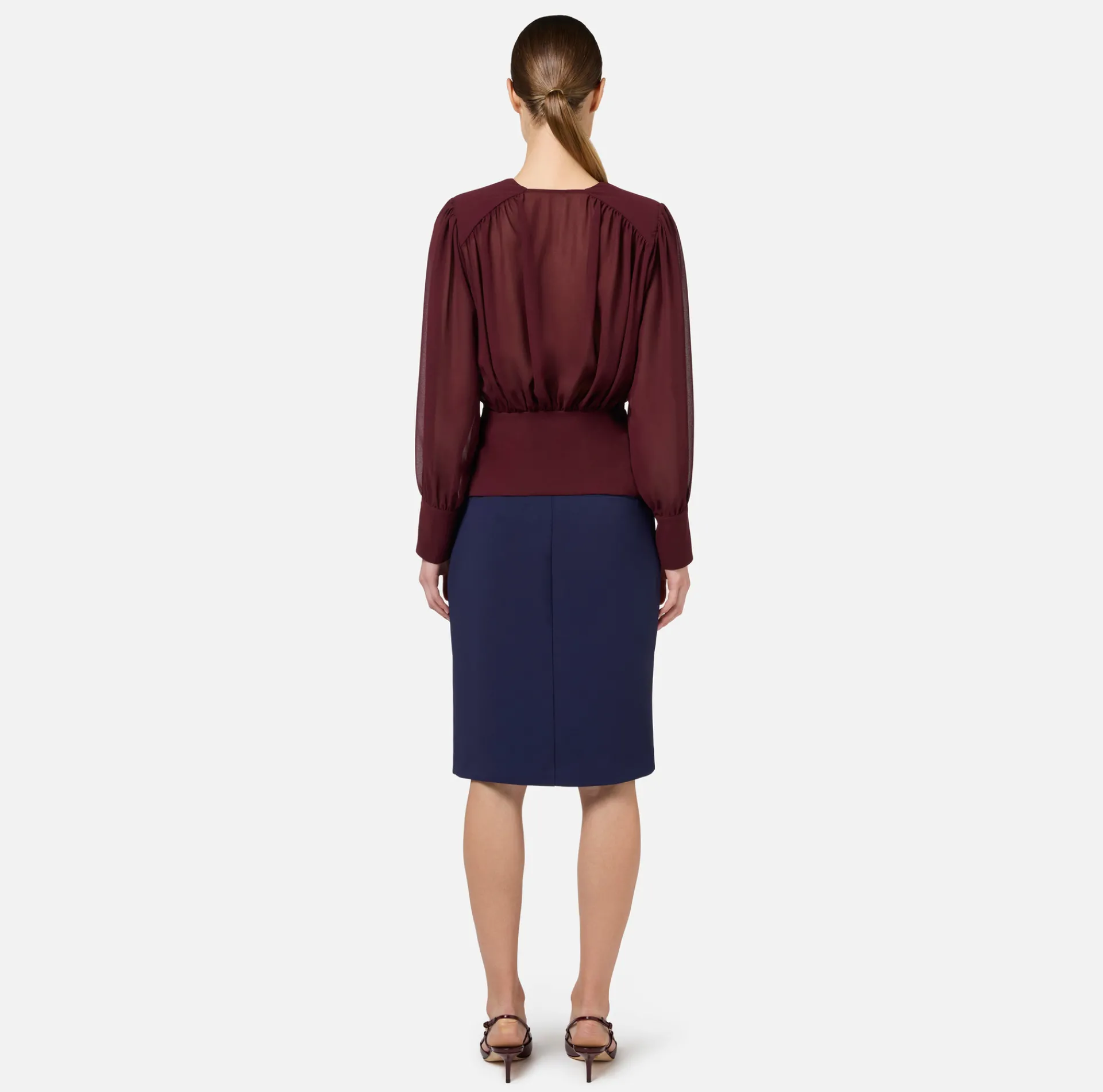 Elisabetta Franchi Skirts|Midi skirt in stretch crêpe fabric with darts Navy