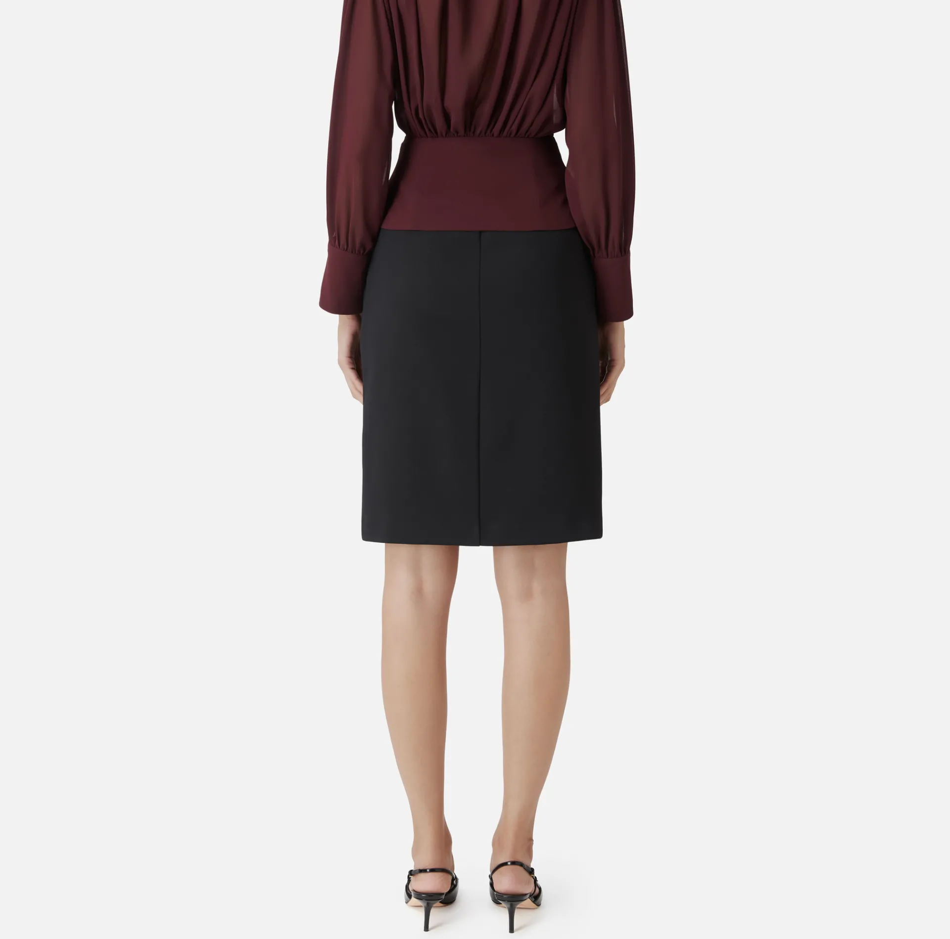Elisabetta Franchi Skirts|Midi skirt in stretch crêpe fabric with darts Black