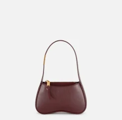 Elisabetta Franchi Shoulder Bags|Mini hobo bag in shiny Nappa leather RougeNoir