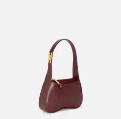 Elisabetta Franchi Shoulder Bags|Mini hobo bag in shiny Nappa leather RougeNoir