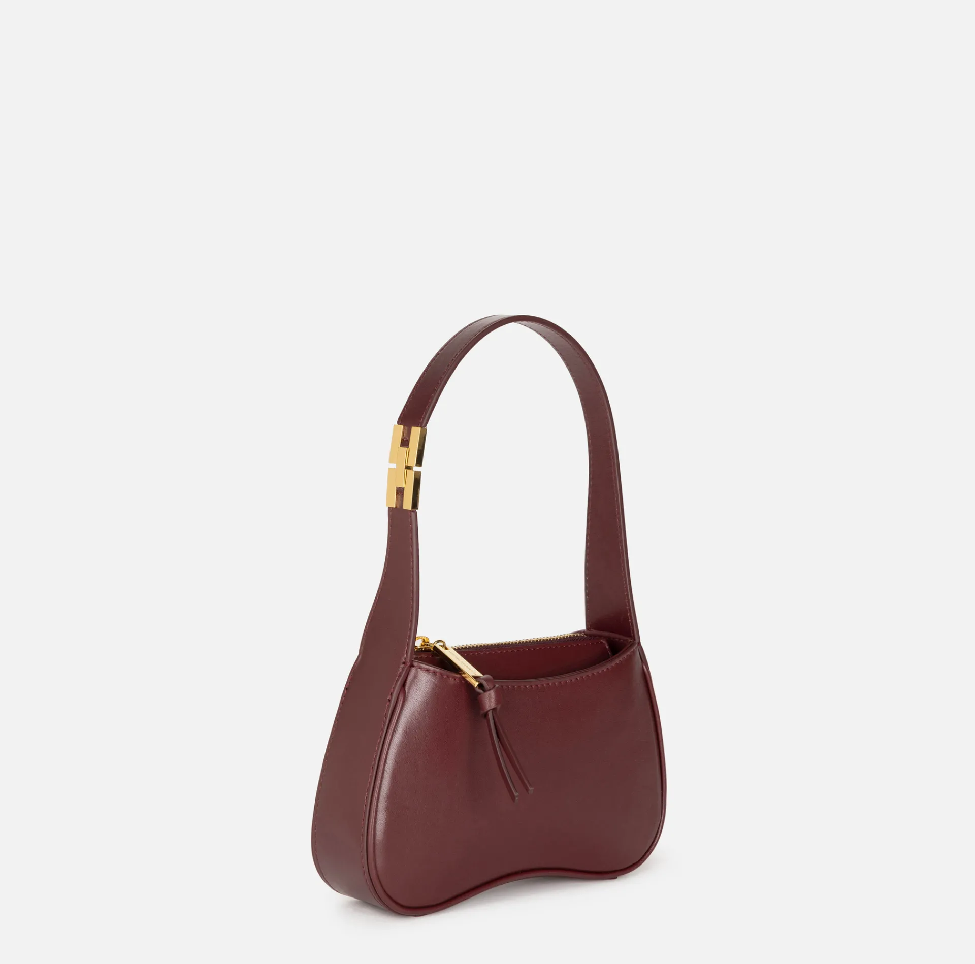 Elisabetta Franchi Shoulder Bags|Mini hobo bag in shiny Nappa leather RougeNoir