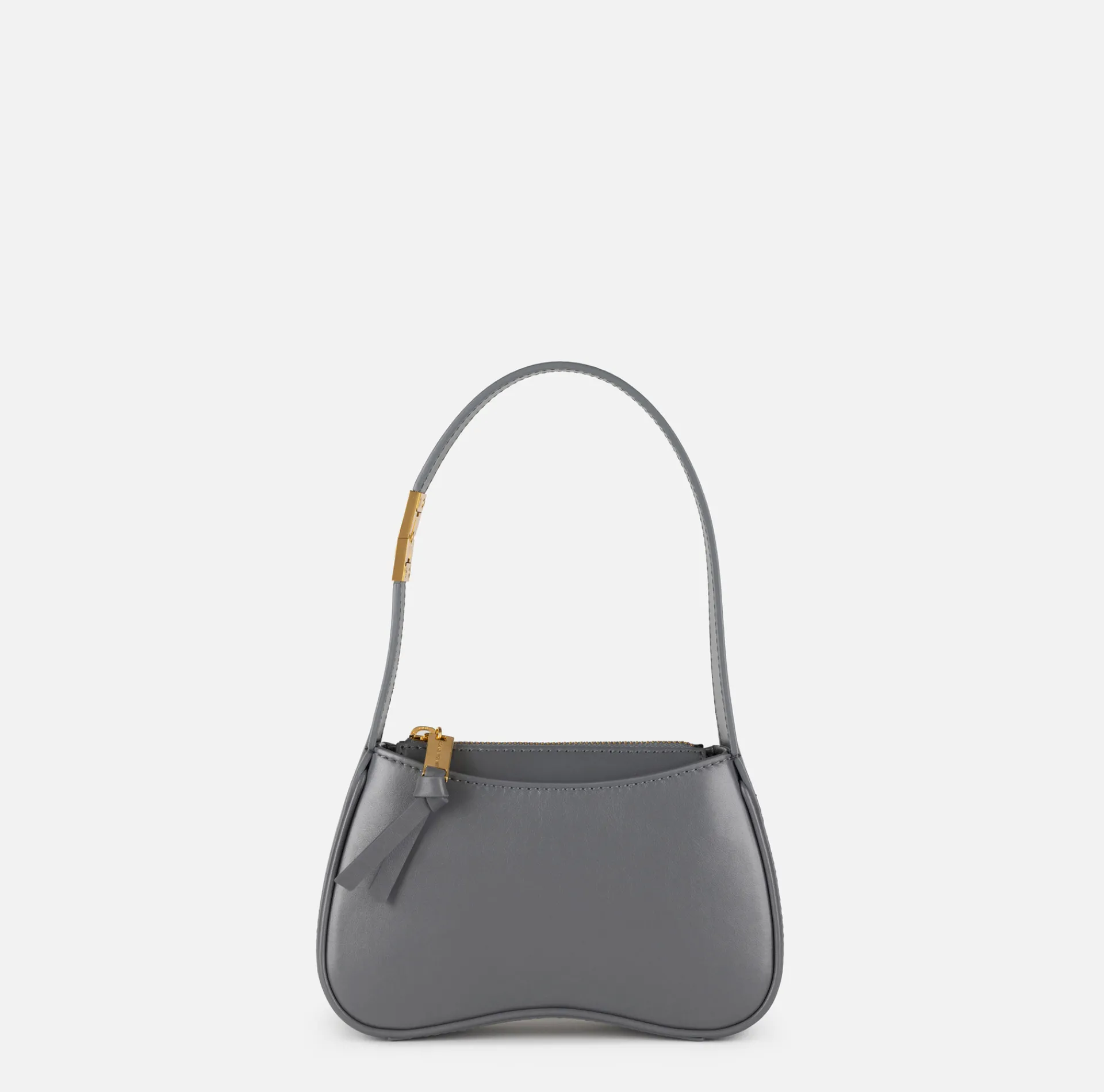 Elisabetta Franchi Shoulder Bags|Mini hobo bag in shiny Nappa leather Steel