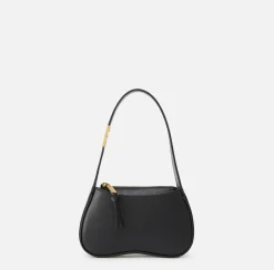 Elisabetta Franchi Shoulder Bags|Mini hobo bag in shiny Nappa leather Black