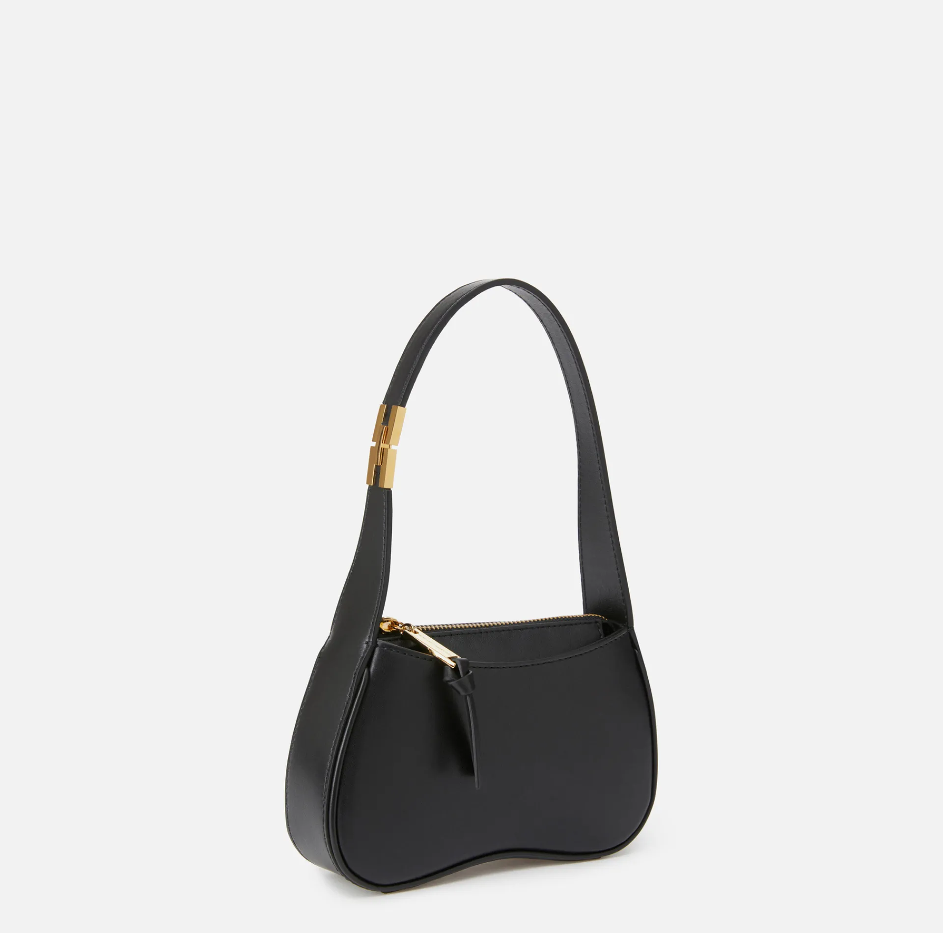 Elisabetta Franchi Shoulder Bags|Mini hobo bag in shiny Nappa leather Black