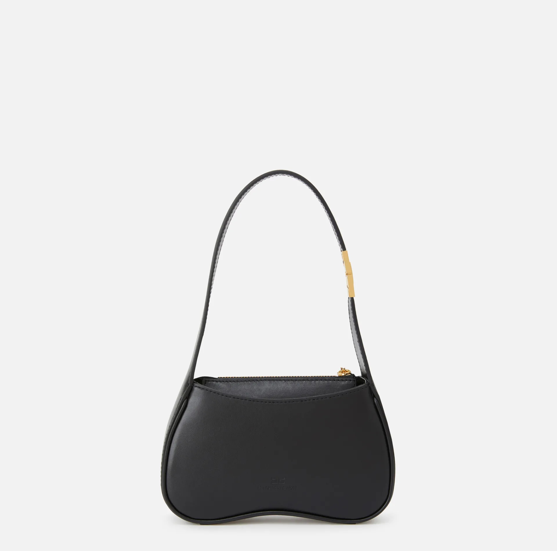 Elisabetta Franchi Shoulder Bags|Mini hobo bag in shiny Nappa leather Black