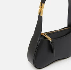 Elisabetta Franchi Shoulder Bags|Mini hobo bag in shiny Nappa leather Black