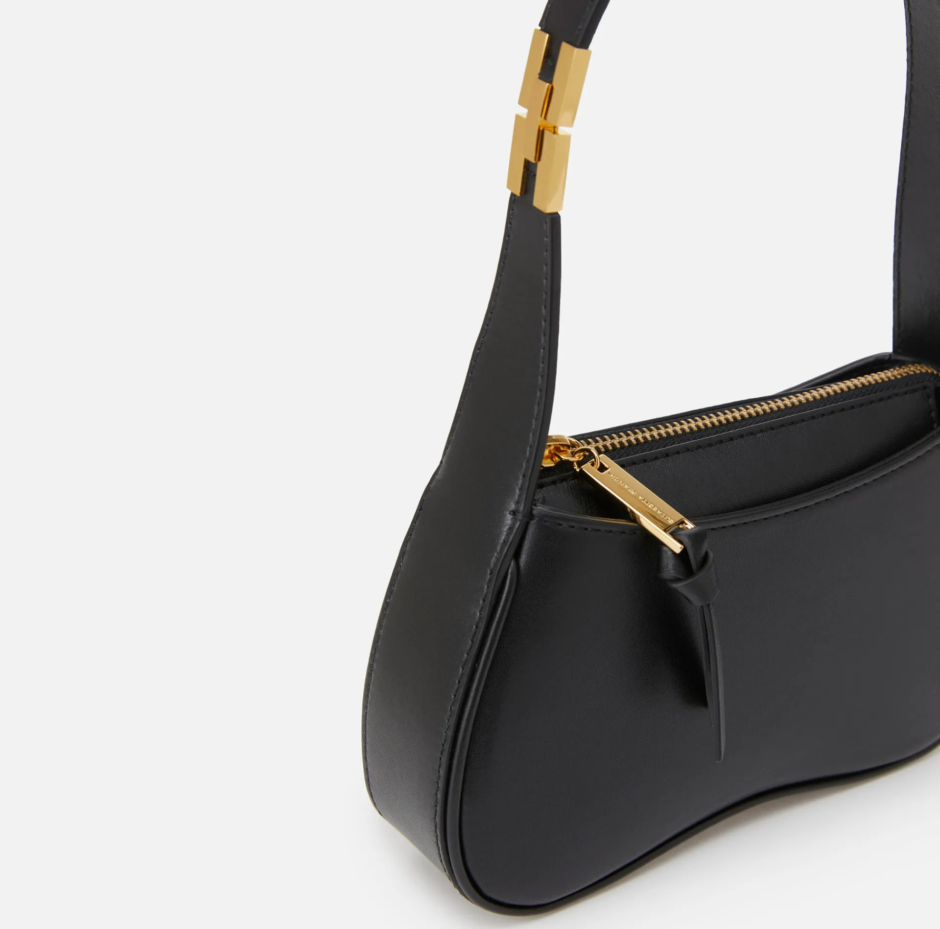 Elisabetta Franchi Shoulder Bags|Mini hobo bag in shiny Nappa leather Black