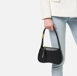 Elisabetta Franchi Shoulder Bags|Mini hobo bag in shiny Nappa leather Black