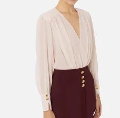 Elisabetta Franchi Mini Dresses|Dresses|Mini-dress in crêpe fabric with blouse in georgette fabric Latex