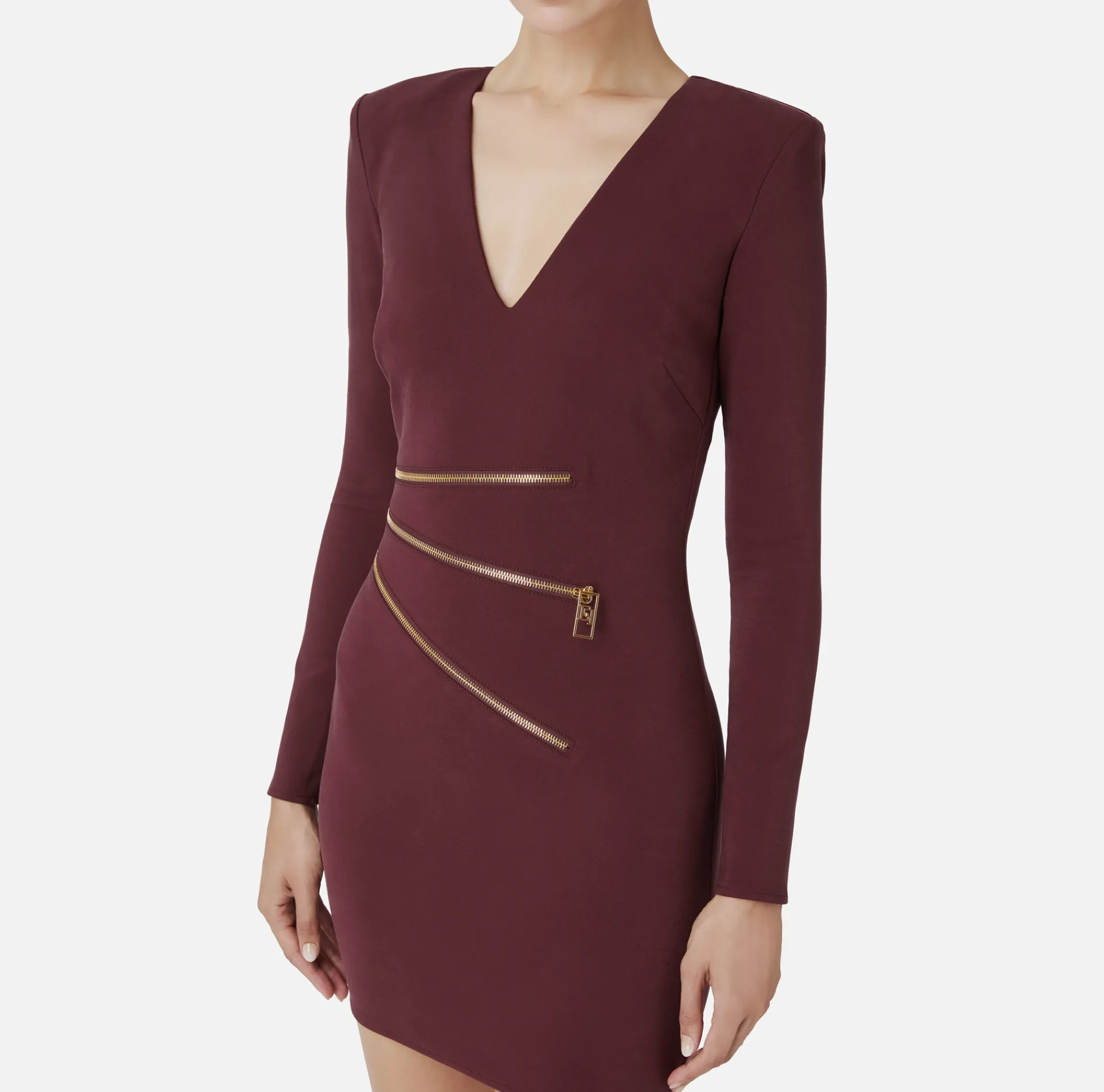 Elisabetta Franchi Mini Dresses|Dresses|Mini-dress in crêpe fabric with zip RougeNoir
