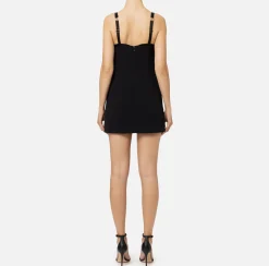 Elisabetta Franchi Mini Dresses|Dresses|Mini-dress in crêpe fabric with satin sweetheart neckline Black