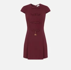 Elisabetta Franchi Mini Dresses|Dresses|Mini-dress in crêpe fabric with satin bows RougeNoir