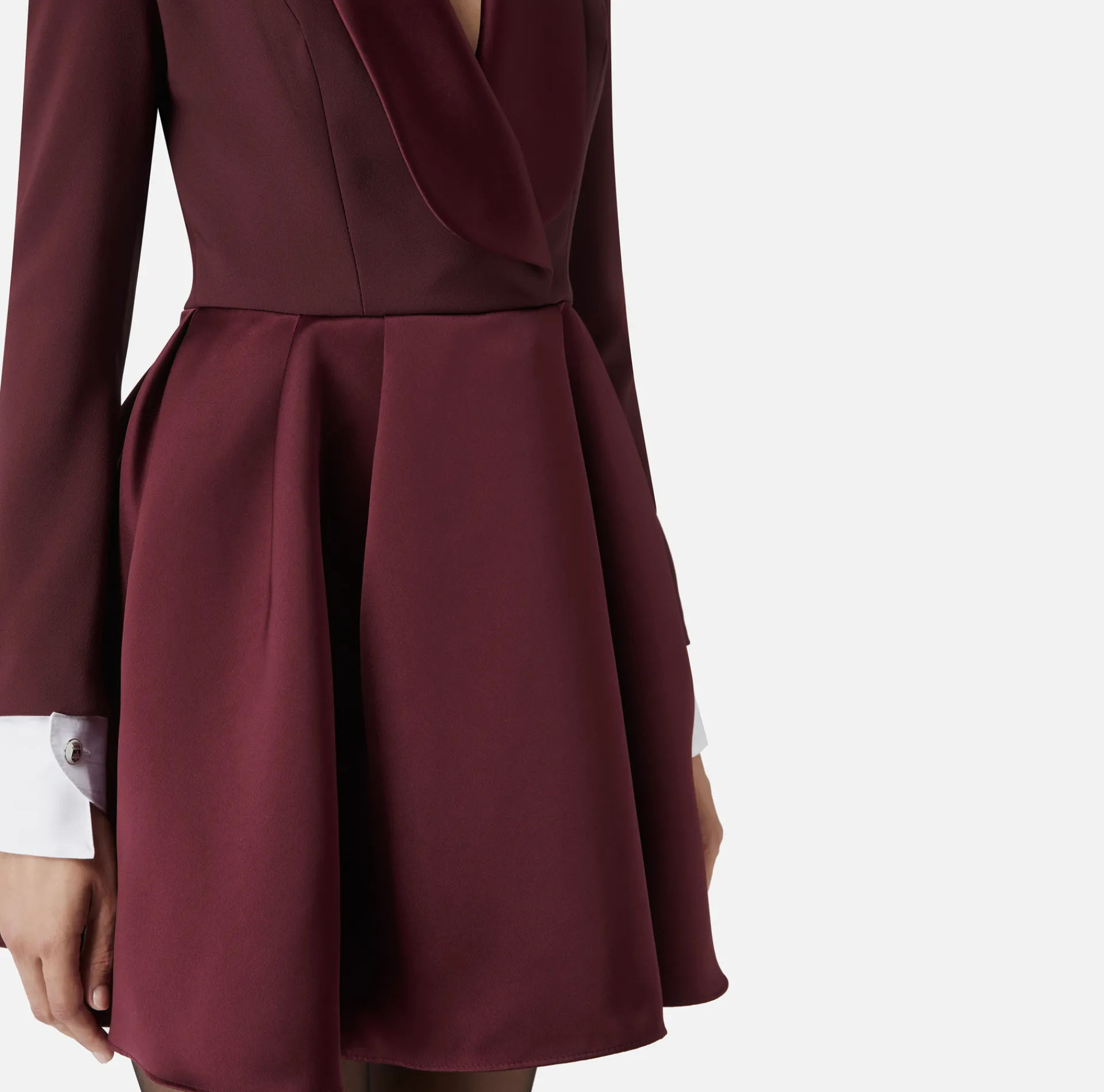 Elisabetta Franchi Mini Dresses|Dresses|Mini-dress in crêpe fabric with satin lapels RougeNoir