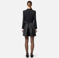 Elisabetta Franchi Mini Dresses|Dresses|Mini-dress in crêpe fabric with satin lapels Black