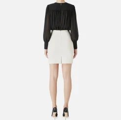 Elisabetta Franchi Mini Dresses|Dresses|Mini-dress in crêpe fabric with blouse in georgette fabric Black/Butter
