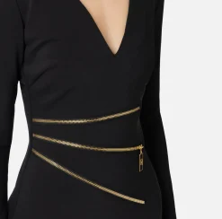 Elisabetta Franchi Mini Dresses|Dresses|Mini-dress in crêpe fabric with zip Black
