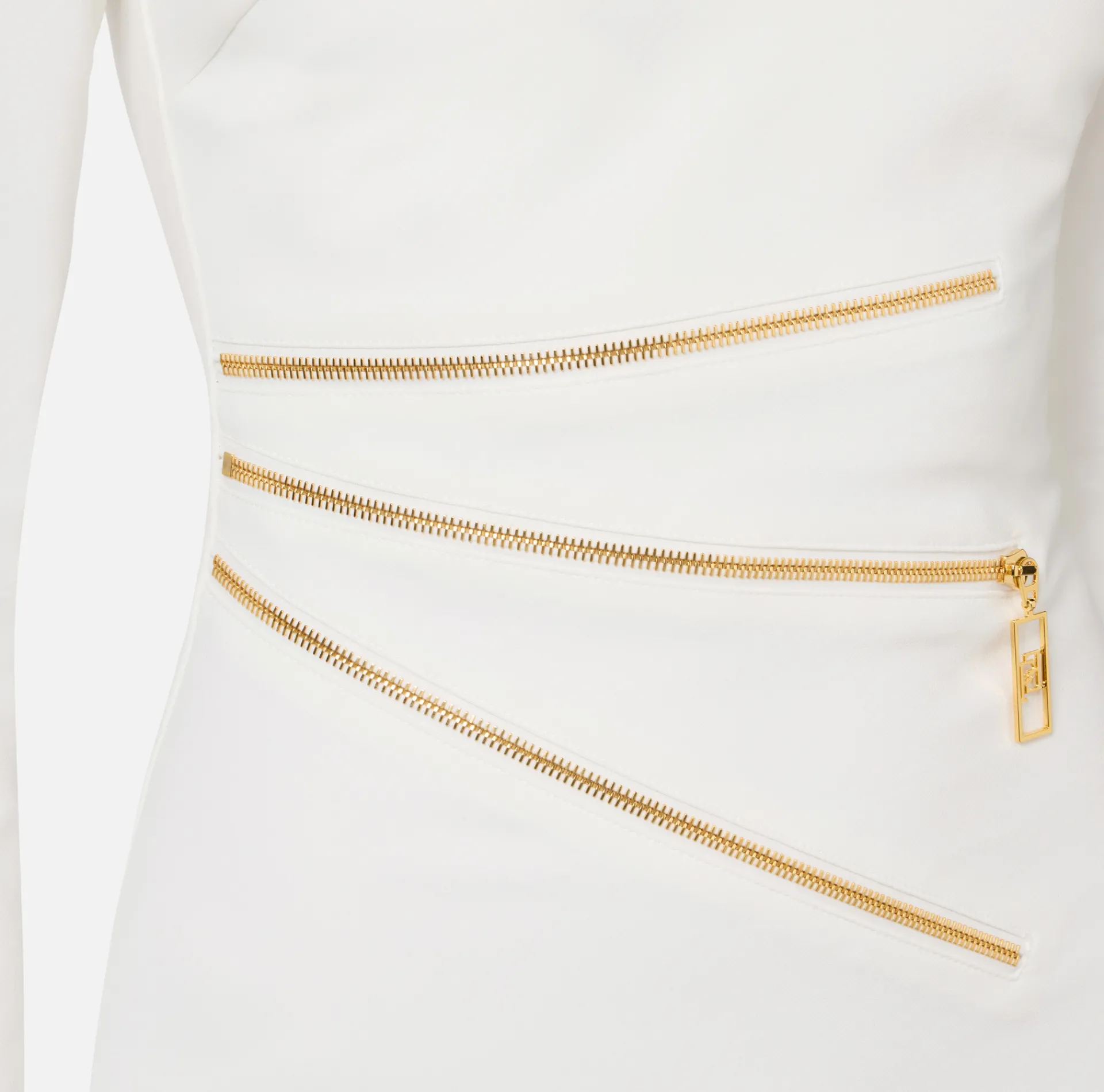 Elisabetta Franchi Mini Dresses|Dresses|Mini-dress in crêpe fabric with zip Ivory