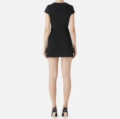 Elisabetta Franchi Mini Dresses|Dresses|Mini-dress in crêpe fabric with satin bows Black