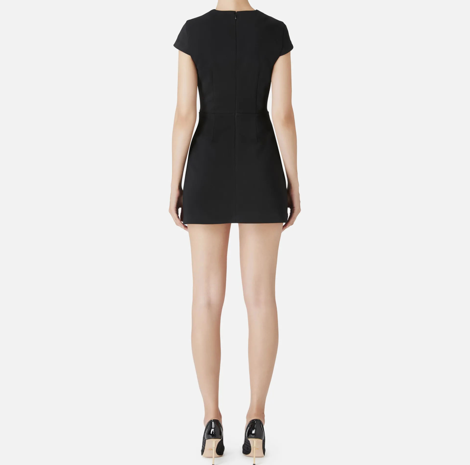 Elisabetta Franchi Mini Dresses|Dresses|Mini-dress in crêpe fabric with satin bows Black
