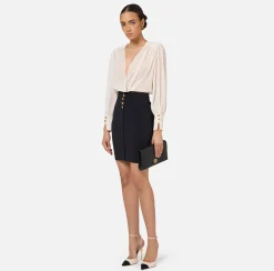 Elisabetta Franchi Dresses|Mini Dresses|Mini-dress in crêpe fabric with blouse in georgette fabric