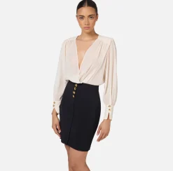Elisabetta Franchi Dresses|Mini Dresses|Mini-dress in crêpe fabric with blouse in georgette fabric