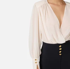 Elisabetta Franchi Dresses|Mini Dresses|Mini-dress in crêpe fabric with blouse in georgette fabric