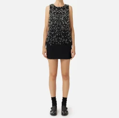 Elisabetta Franchi Mini Dresses|Dresses|Mini-dress in embroidered crêpe fabric Black
