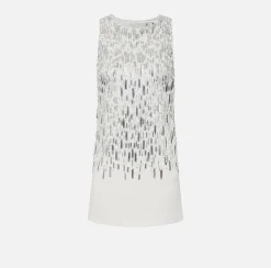 Elisabetta Franchi Mini Dresses|Dresses|Mini-dress in embroidered crêpe fabric Ivory