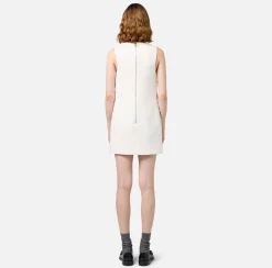 Elisabetta Franchi Mini Dresses|Dresses|Mini-dress in embroidered crêpe fabric Ivory