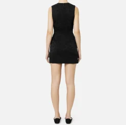 Elisabetta Franchi Mini Dresses|Dresses|Mini-dress in jacquard crêpe fabric with lettering Black